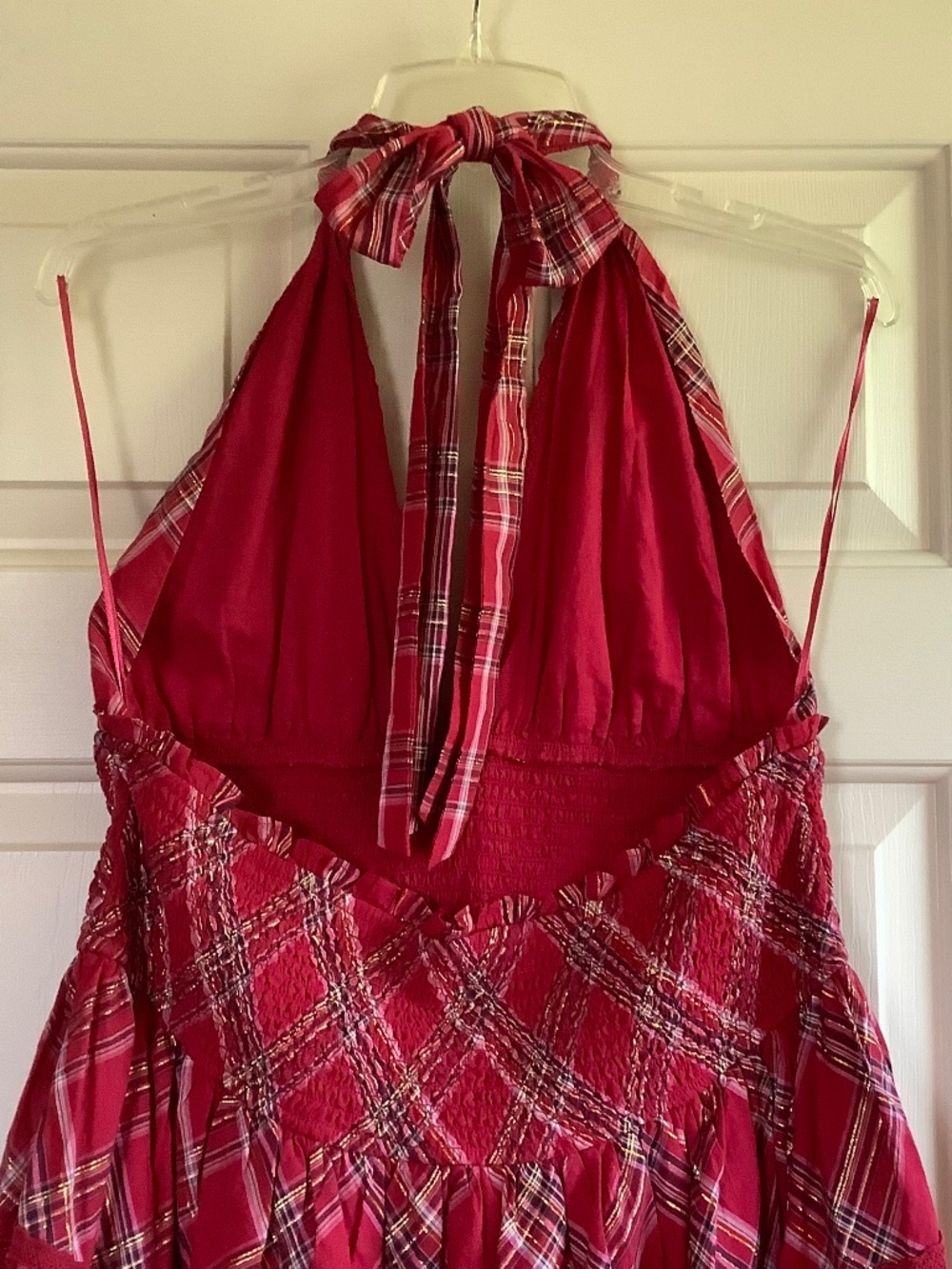 Loveshackfancy Deanna Tartan Halter Mini Dress Red SZ XXL - Picture 7 of 13